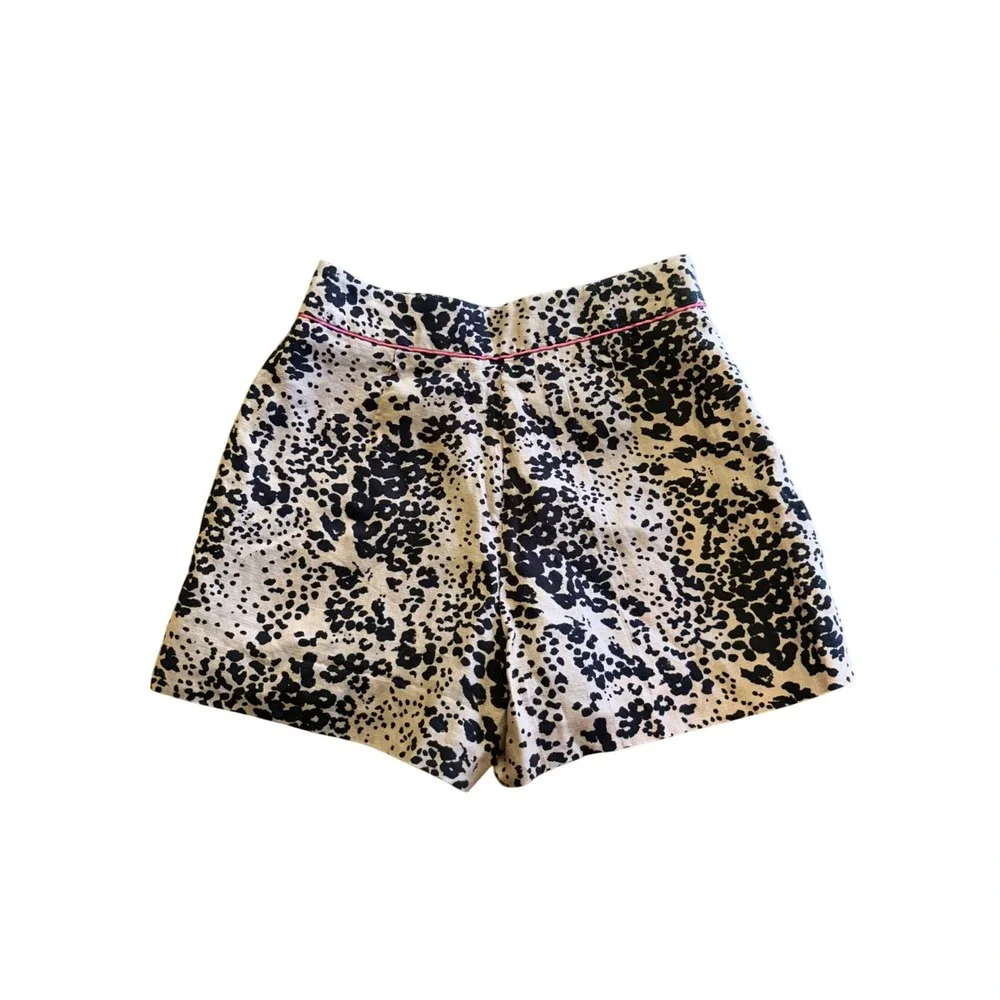 J.Crew Women Leopard Print Linen Blend Shorts Size 4‎ Animal Print Lined